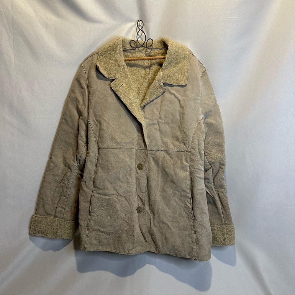 Colebrook and Co Chic Beige Leather Jacket for Women Size XL